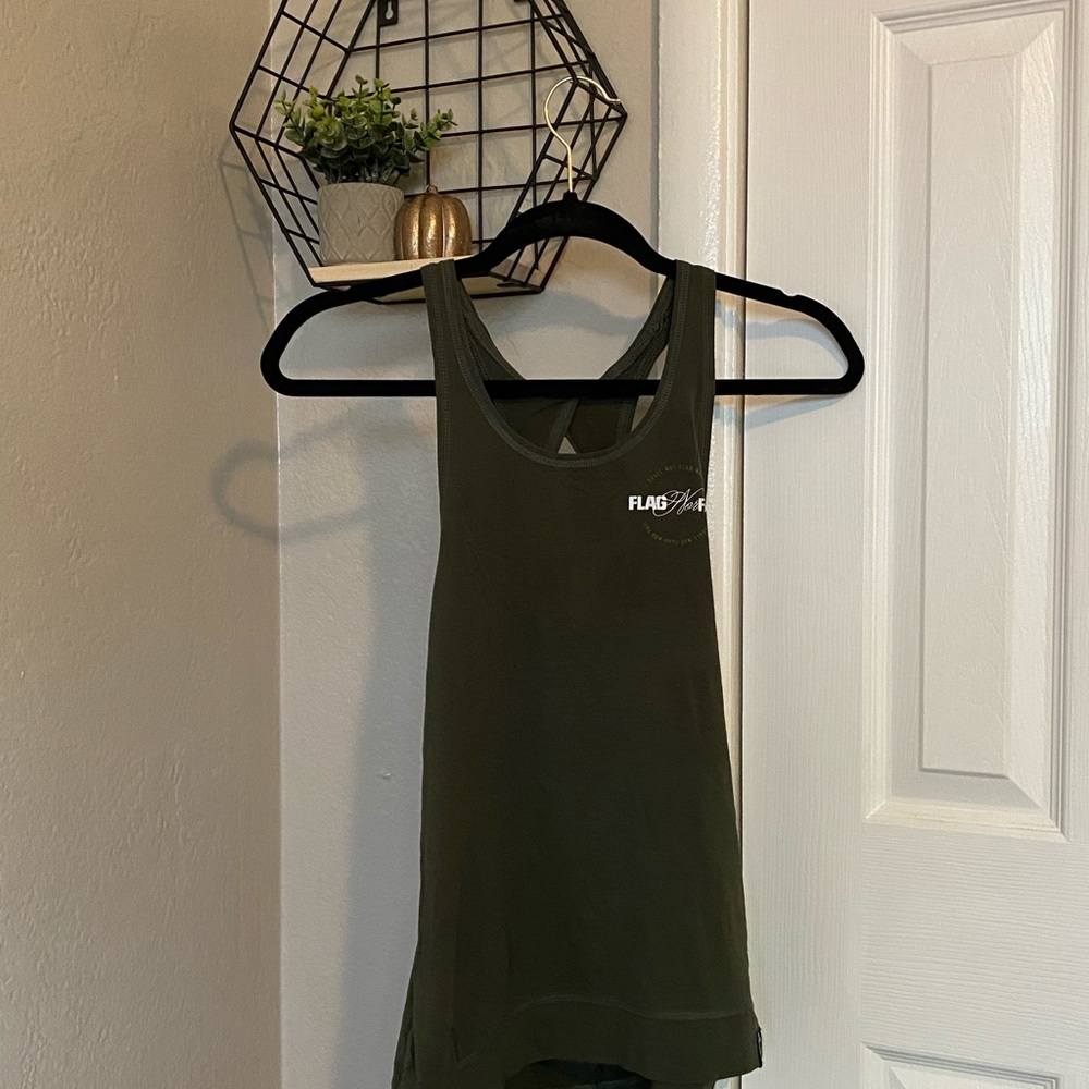 Flag Nor Fail army green racerback tank top